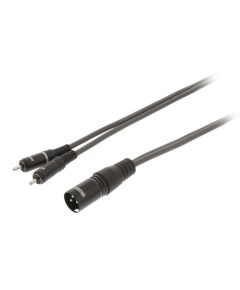 Stereo XLR 3p (M) - 2x RCA Male 3m Dark Gray cable WB1200 Sweex