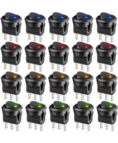 Illuminated rocker switch Yellow / Green / Red / Blue pack of 20 pieces F1500 