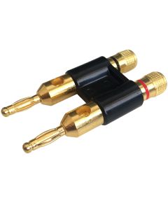 Double connector with 4mm banana plug and wire clamps - black 01931 